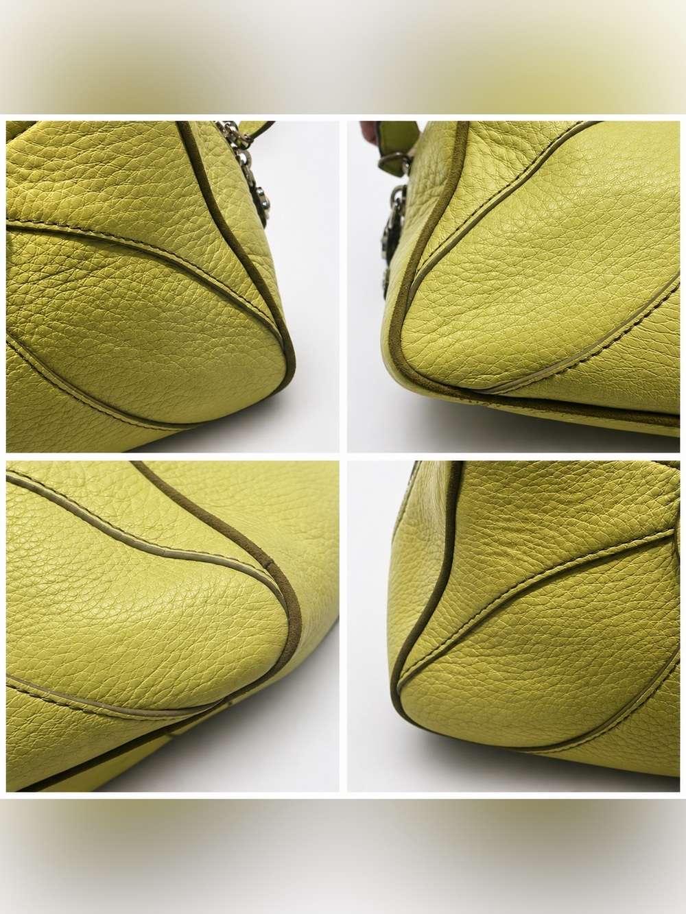 COLE HAAN Village Pebbled Leather Bowler Satchel Shoulder Bag | Pistachio Green - Picture 10 of 12